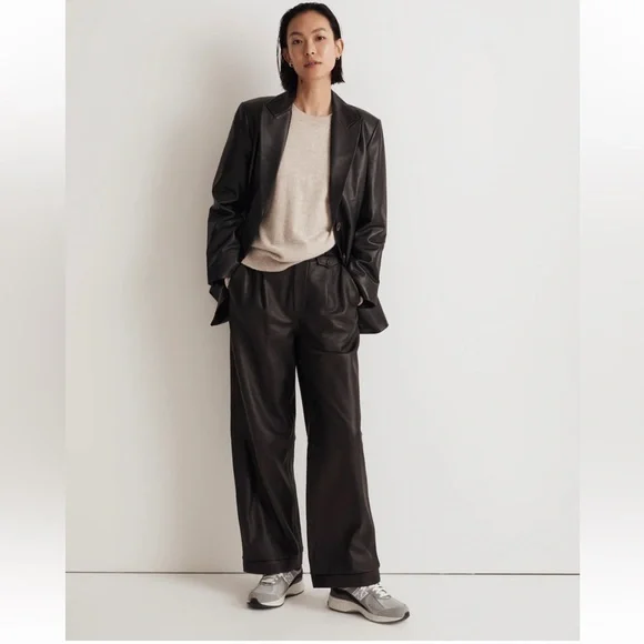 NWT Madewell The Bedford Oversized Blazer in Leather - True Black - Picture 5 of 8